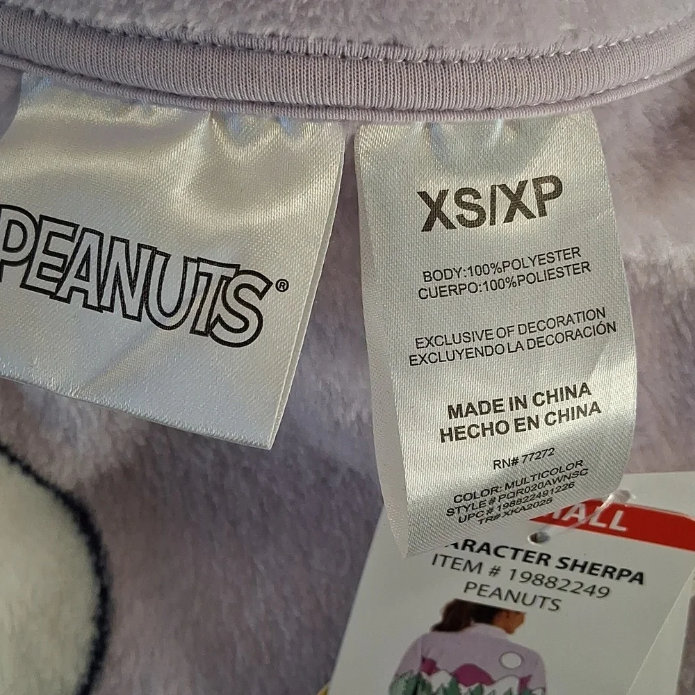 Peanuts Snoopy Size XS Character Sherpa Scenic Jacket Zip Up with Pockets NWT - Picture 5 of 7